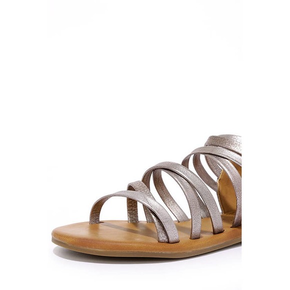 NWOB Coconuts Montauk Gold Leather Sandals Size 7 Metallic Gladiator Neutrals - Picture 5 of 16